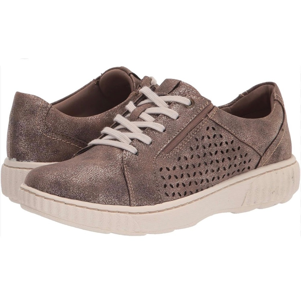 Clarks Collection Sneakers Womens 10 Metallic Bronze Laser Cut Lace Up Low Top